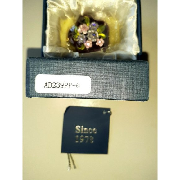 Dazzlers Collectibles Enameled  Round Flower Trinket Box - Picture 2 of 4